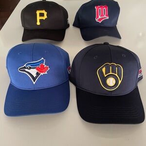4 Mens Hat Lot Toronto Blue Jays  Brewers Pirates Twins Team MLB Adjustable Size